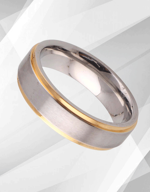 Load image into Gallery viewer, 6mm Mens Gents Titanium Engagement Wedding Ring 18Ct Yellow &amp; White
