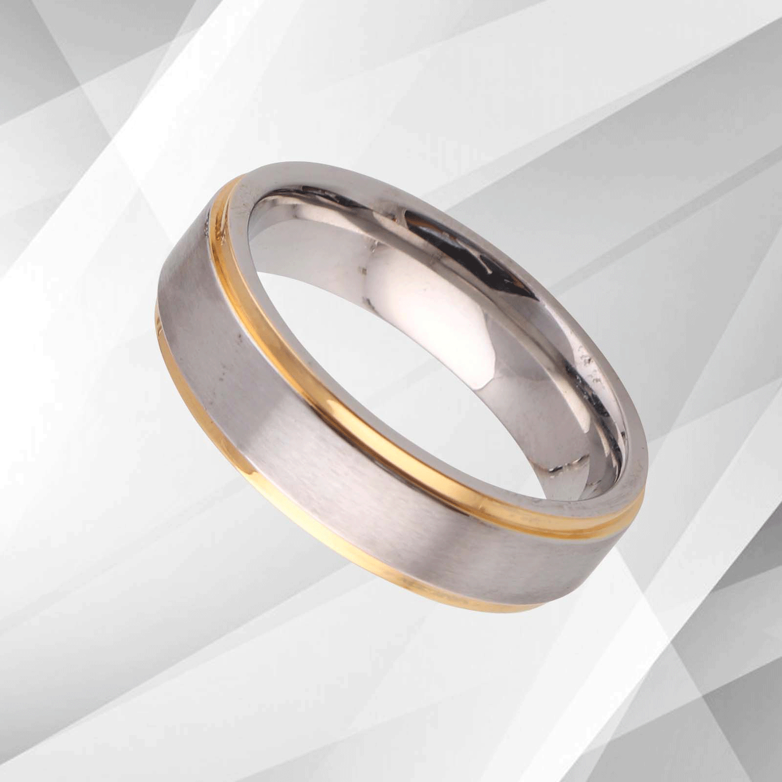 6mm Mens Gents Titanium Engagement Wedding Ring 18Ct Yellow & White