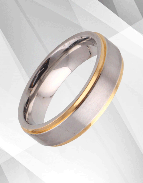 Load image into Gallery viewer, 6mm Mens Gents Titanium Engagement Wedding Ring 18Ct Yellow &amp; White

