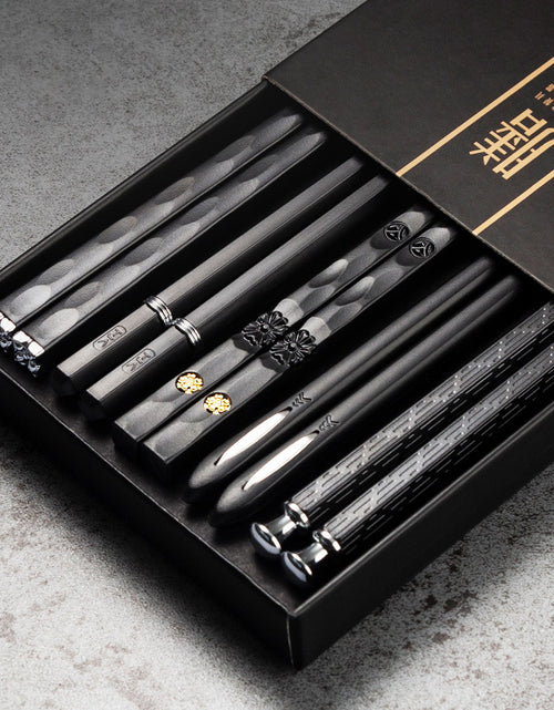 Load image into Gallery viewer, 5 Pairs Japanese Chinese Chopsticks Sushi Sticks Reusable Metal Korean
