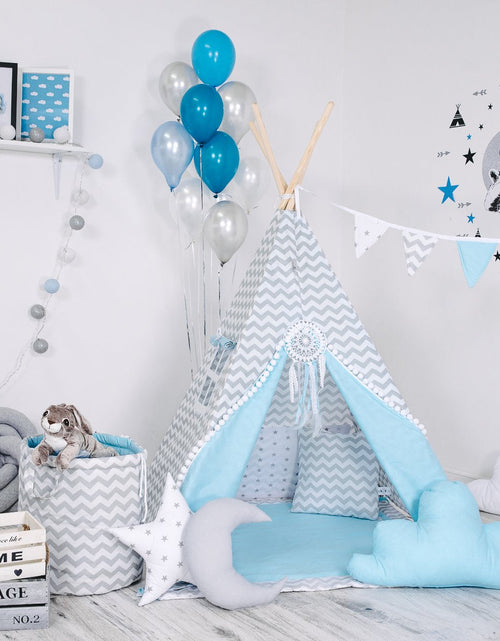 Load image into Gallery viewer, Child&#39;s Teepee Set Blue Nap
