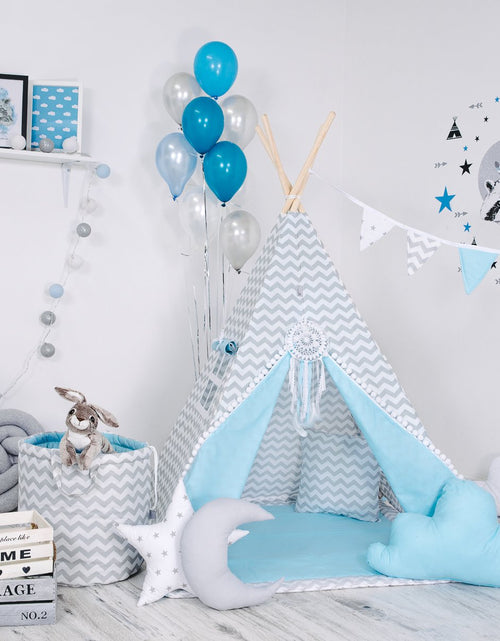 Load image into Gallery viewer, Child&#39;s Teepee Set Blue Nap
