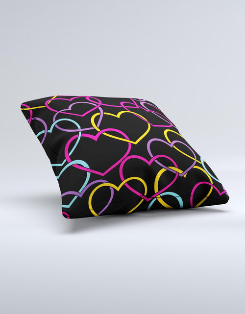 Load image into Gallery viewer, Colorful Vector Hearts Ink-Fuzed Decorative Throw Pillow
