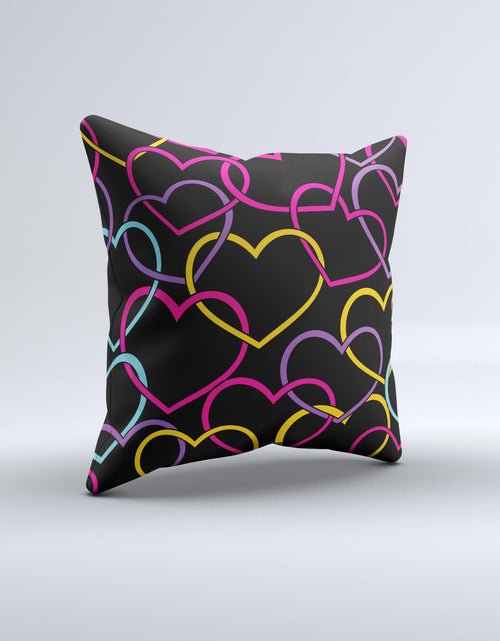 Load image into Gallery viewer, Colorful Vector Hearts Ink-Fuzed Decorative Throw Pillow
