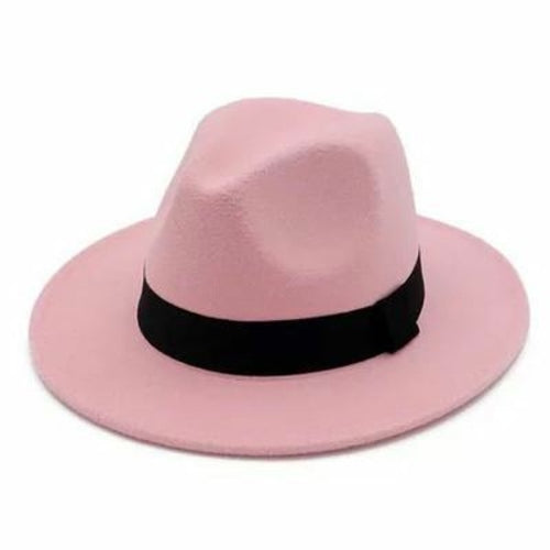 Black Fedora Hat Unisex Wide Brim Jazz Top Hat