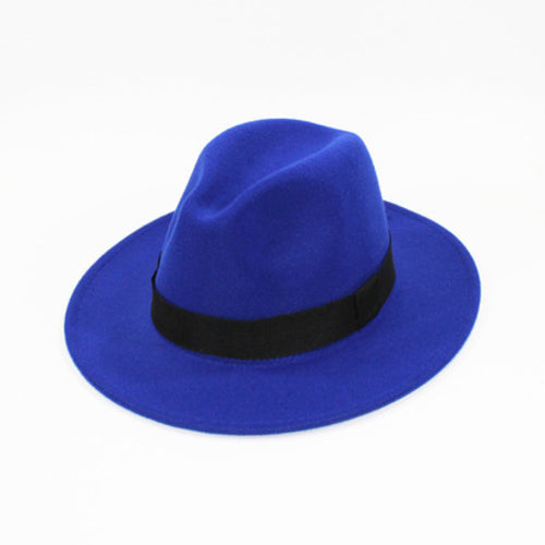 Black Fedora Hat Unisex Wide Brim Jazz Top Hat