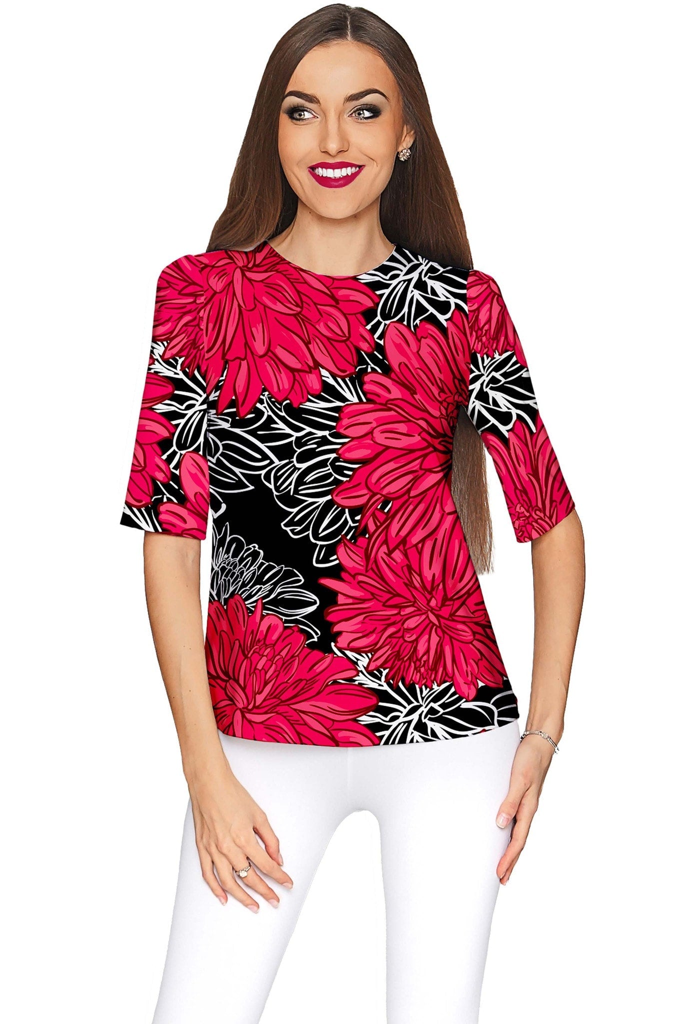 Hit The Mark Sophia Black Floral Sleeved Party Top - Women
