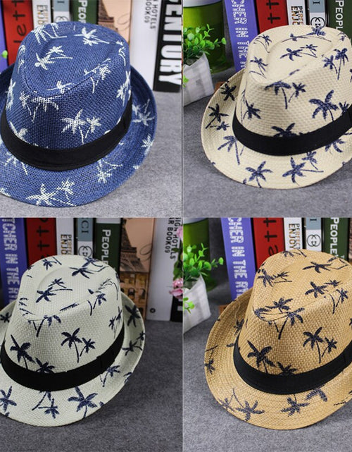Load image into Gallery viewer, Palm Tree Print Straw Hats Summer
