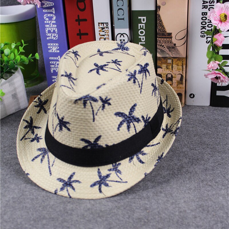 Palm Tree Print Straw Hats Summer