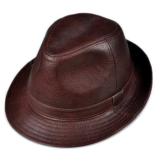 Load image into Gallery viewer, New 2022 Man High Quality Genuine Leather Jazz Fedora Gentleman Cow
