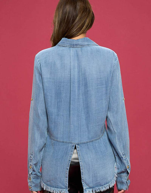 Load image into Gallery viewer, Washed Tencel Light Denim Blouse
