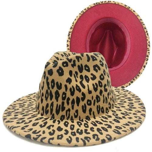 Rose Red Fedora Hat New Leopard Print Hat European And American Men's