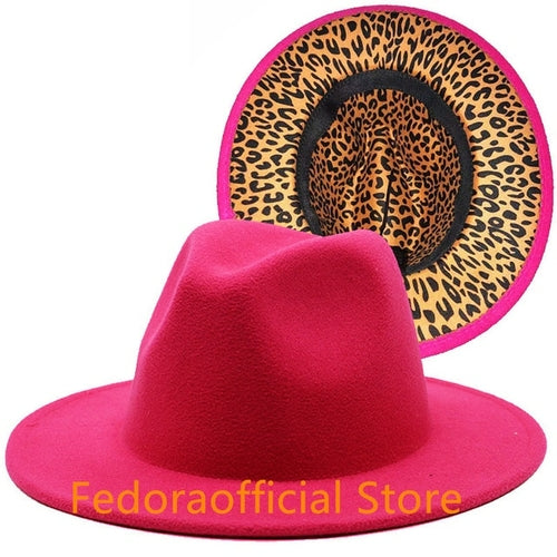 Load image into Gallery viewer, Rose Red Fedora Hat New Leopard Print Hat European And American Men&#39;s
