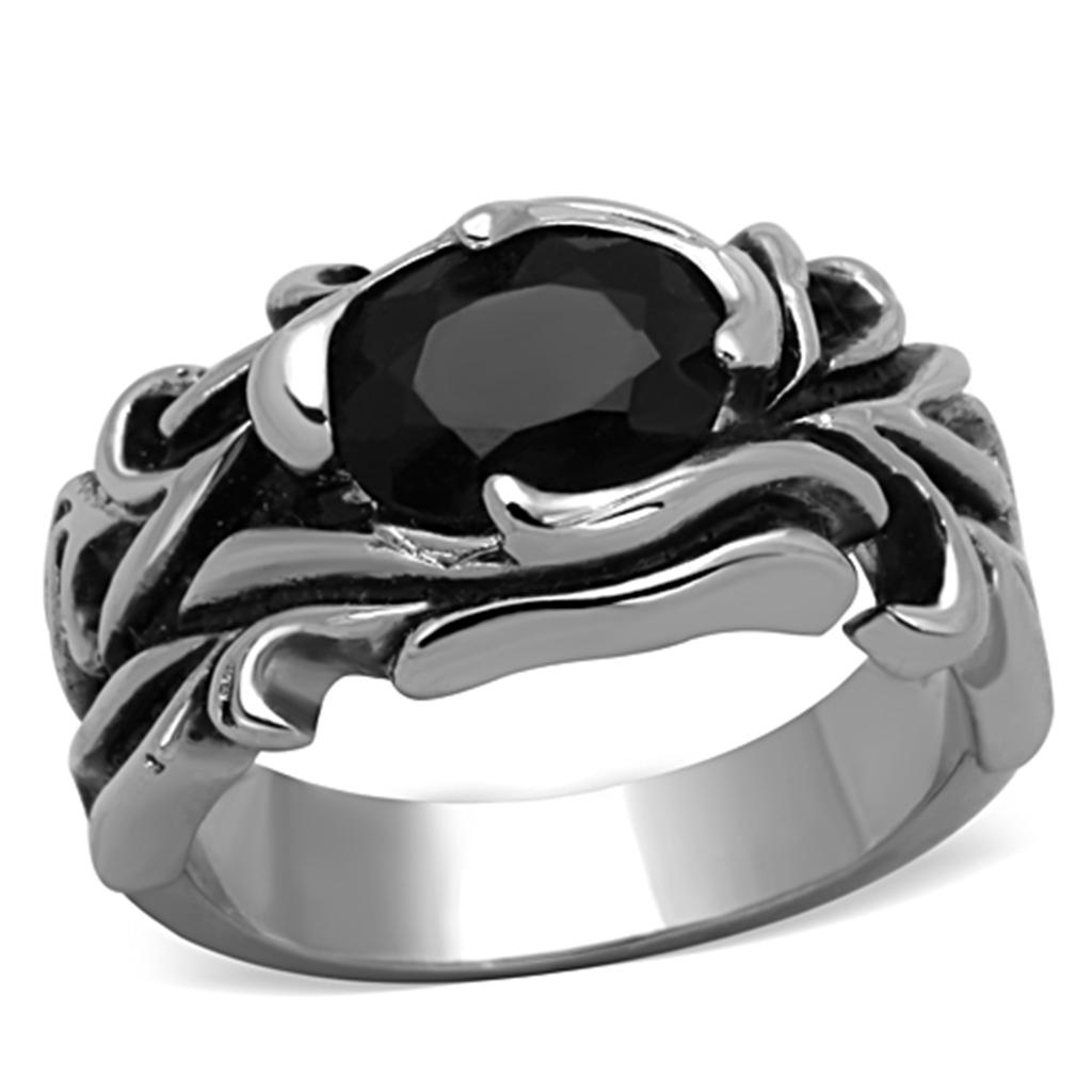 Men Stainless Steel Synthetic Glass Rings TK1355