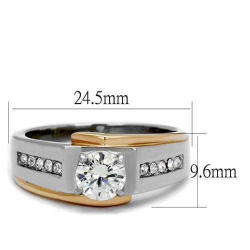 Load image into Gallery viewer, Men&#39;s Two-Tone Plated Stainless Steel Cubic Zirconia Rings TK2218
