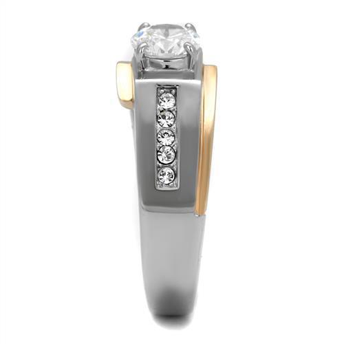 Men's Two-Tone Plated Stainless Steel Cubic Zirconia Rings TK2218