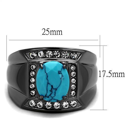 Men Stainless Steel Synthetic Turquoise Rings