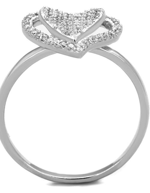 Load image into Gallery viewer, Heart CZ Rhodium 925 Sterling Silver Ring with AAA TS192

