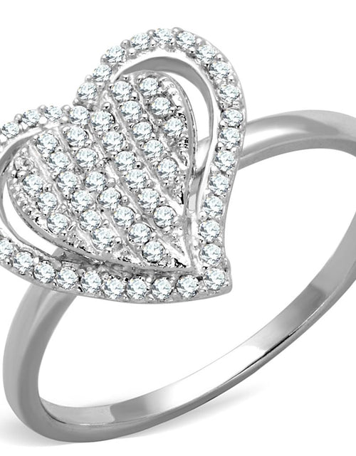 Load image into Gallery viewer, Heart CZ Rhodium 925 Sterling Silver Ring with AAA TS192
