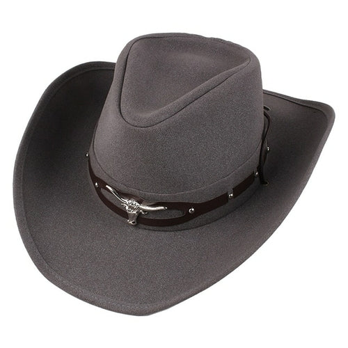 Western Cowboy Hats Women Men With Rope Wide Brim Fedora Hat Metal