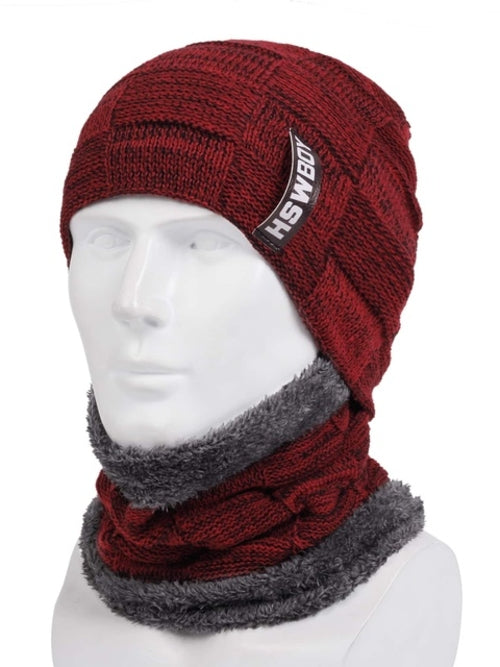 Winter Beanie Hats Scarf Set Warm Knit Hat Skull Cap Neck Warmer with