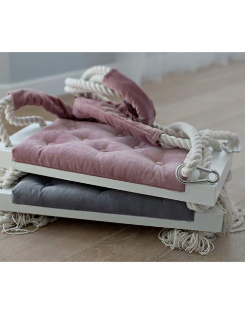 Load image into Gallery viewer, Wooden Swing Vintage Dirty Pink Velvet
