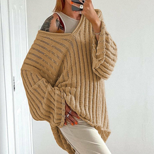Load image into Gallery viewer, Cotton Loose Top Solid Color Hollow Out Sweater
