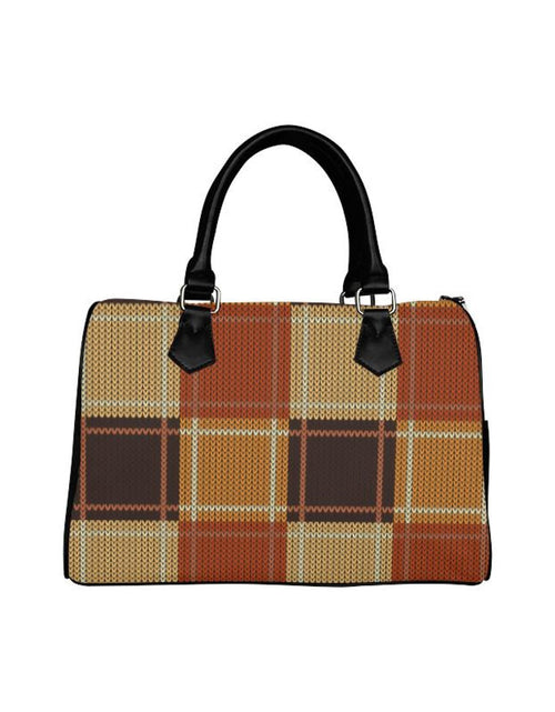Load image into Gallery viewer, Handbags, Brown Checker Boston Style Top-Handle Bag
