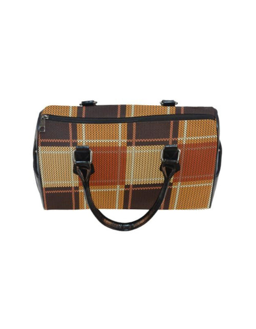 Load image into Gallery viewer, Handbags, Brown Checker Boston Style Top-Handle Bag
