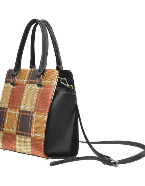 Load image into Gallery viewer, Handbags, Brown Checker Rivet Style Top-Handle Bag
