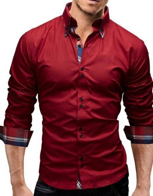Load image into Gallery viewer, Mens Slim Fit Dual Collar Look Button Front Shirt
