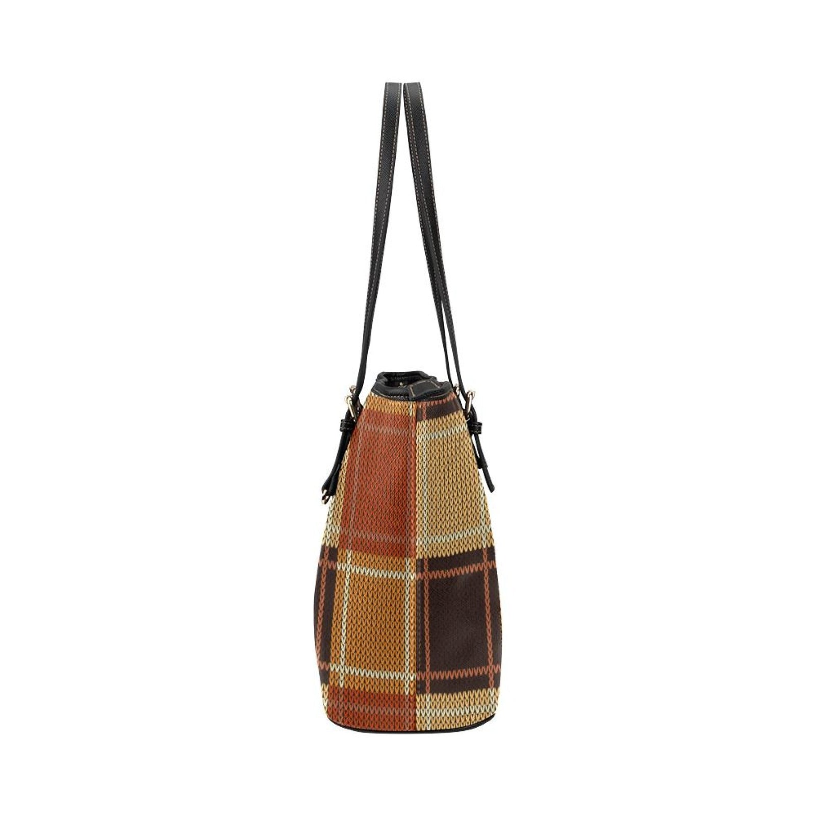 Women's Shoulder Bag, Brown Checker Double Handle Handbag