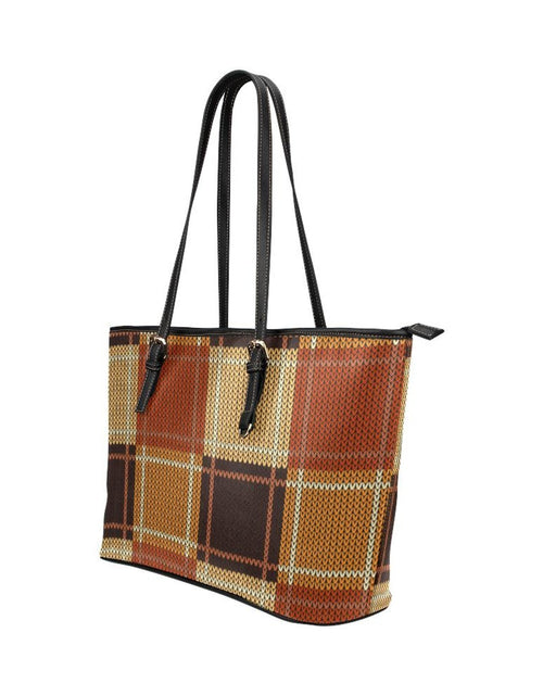 Load image into Gallery viewer, Women&#39;s Shoulder Bag, Brown Checker Double Handle Handbag
